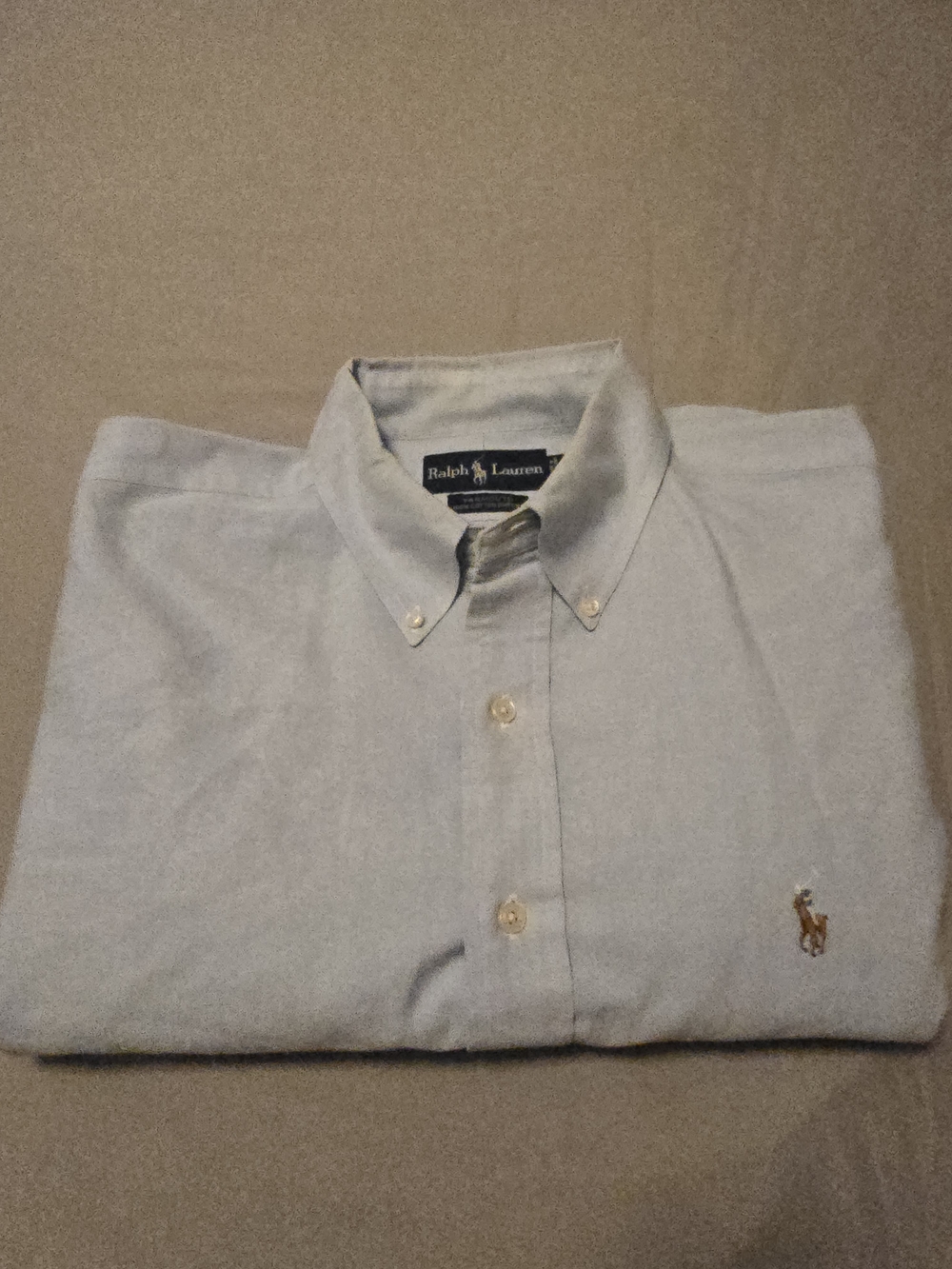 VTG Ralph Lauren Oxford Yarmouth Chambray/blue Mens  16.5 32/33 Flesh Pony